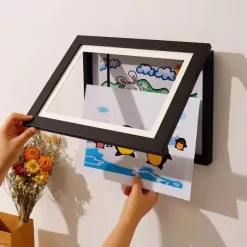 Timeless Touch Babyspielzeug|Wohndeko-Magnetischer Holz-Kunstrahmen für Kinder – leicht zu öffnendes Design