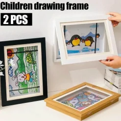 Timeless Touch Babyspielzeug|Wohndeko-Magnetischer Holz-Kunstrahmen für Kinder – leicht zu öffnendes Design