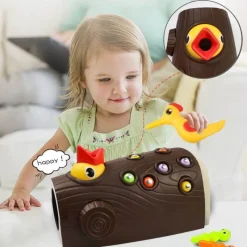 The Decor Haven Babyspielzeug-Magnetisches Spechtspielzeug – lustiges Wurmfangspiel für Kinder