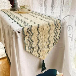 Fine Table Threads Küche & Esszimmer-Makramee-Tischläufer – Wellenhohl-Design, dekorativer Akzent