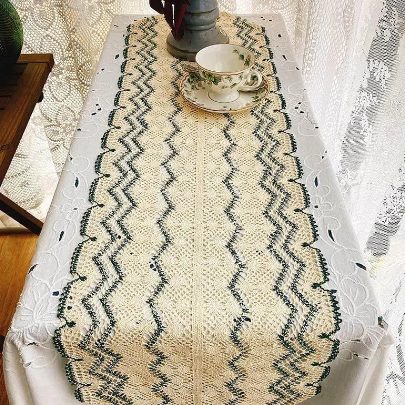 Fine Table Threads Küche & Esszimmer-Makramee-Tischläufer – Wellenhohl-Design, dekorativer Akzent