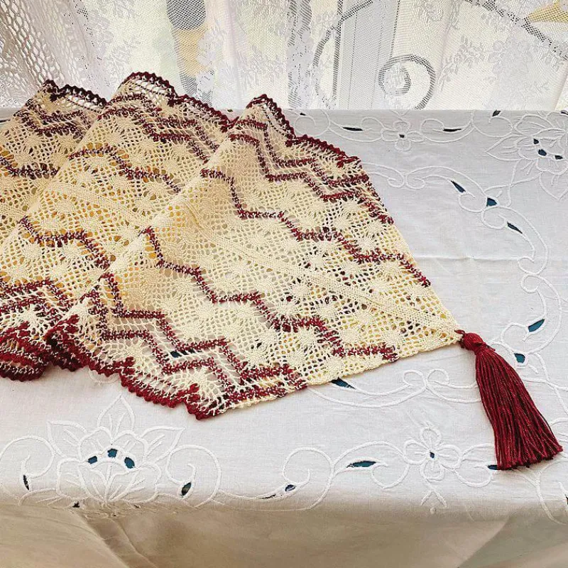 Fine Table Threads Küche & Esszimmer-Makramee-Tischläufer – Wellenhohl-Design, dekorativer Akzent