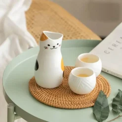 Feast u0026 Flair Küche & Esszimmer-Maneki Neko Sake-Set – Lucky Cat Weingläser, Barzubehör