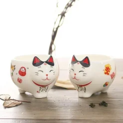 Feast u0026 Flair Küche & Esszimmer-Maneki Neko Teeservice – Lucky Cat Porzellan Teekanne Tasse