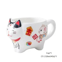 Feast u0026 Flair Küche & Esszimmer-Maneki Neko Teeservice – Lucky Cat Porzellan Teekanne Tasse