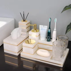 Aqua Essence Badezimmer-Marble Bathroom Set - Elegant Natural Decor Accessories