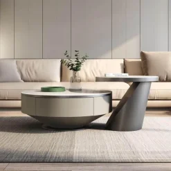 Willow u0026 Whim Möbel-Marble Coffee Table Set - Modern Chic Stone Design