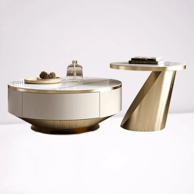 Willow u0026 Whim Möbel-Marble Coffee Table Set - Modern Chic Stone Design