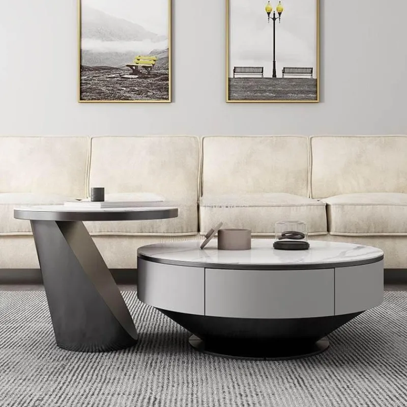 Willow u0026 Whim Möbel-Marble Coffee Table Set - Modern Chic Stone Design