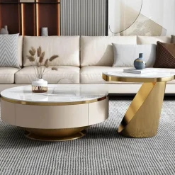 Willow u0026 Whim Möbel-Marble Coffee Table Set - Modern Chic Stone Design