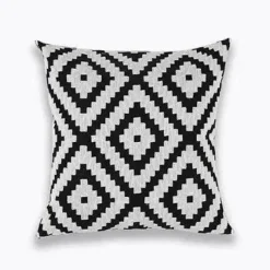 Pillow Haven Bettzeug-Marineblauer weißer Vierpass-Kissenbezug – 45 x 45 cm, bestickter Kissenbezug