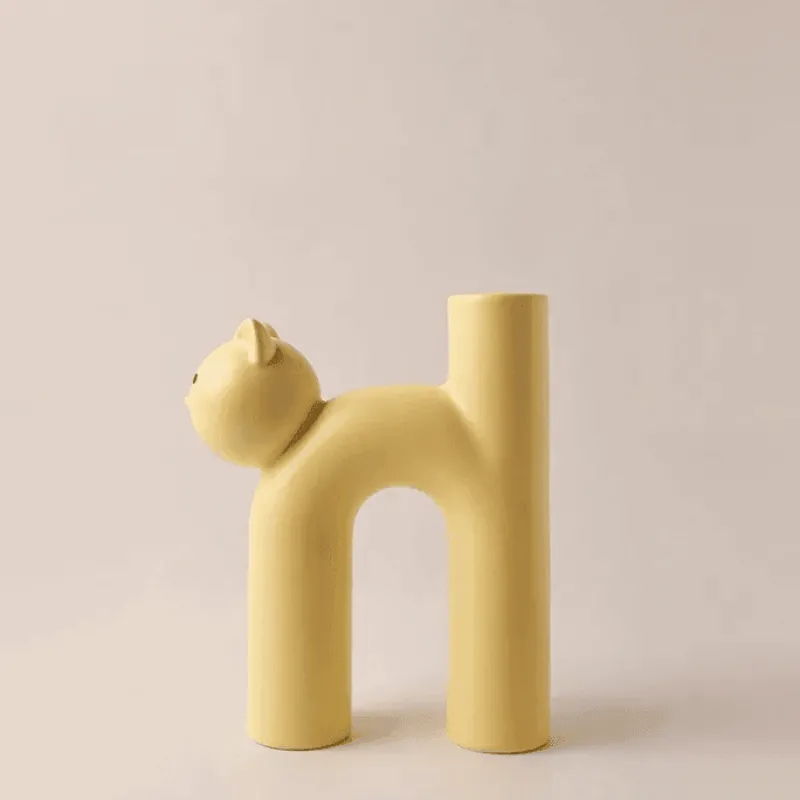 The Finishing Touch Wohndeko-Marmorierte Katzenvase aus Porzellan – dekorativer Katzen-Übertopf