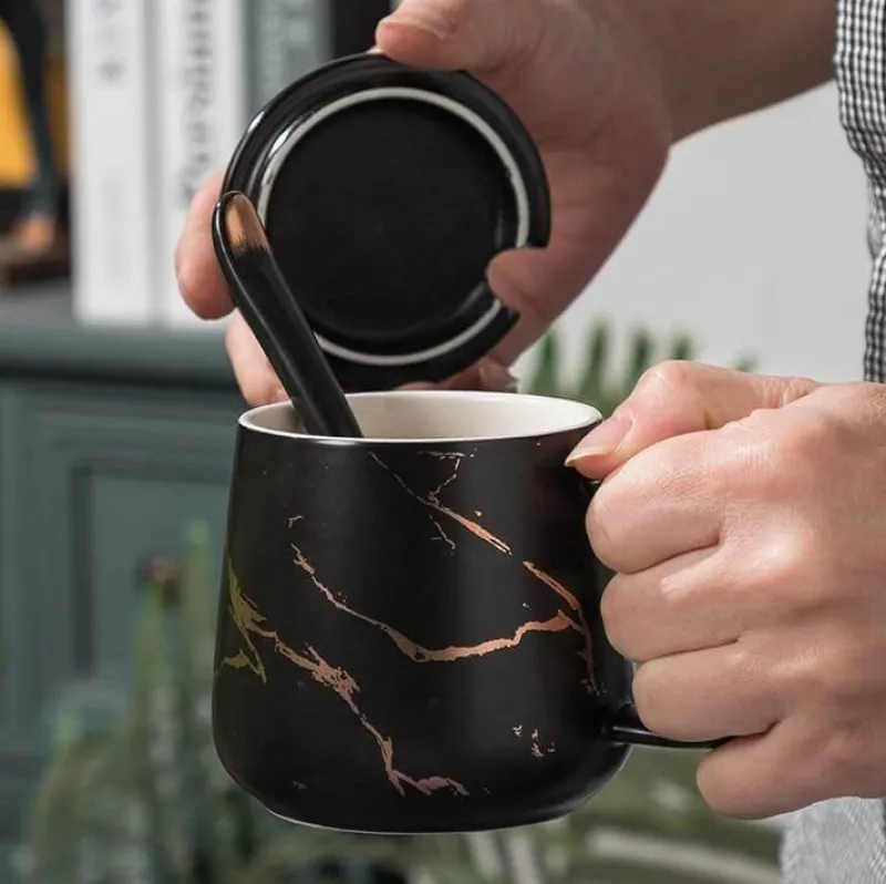 The Cozy Mug Küche & Esszimmer-Marmor-Kaffeetassen-Set – Elegante Keramiktassen-Kollektion