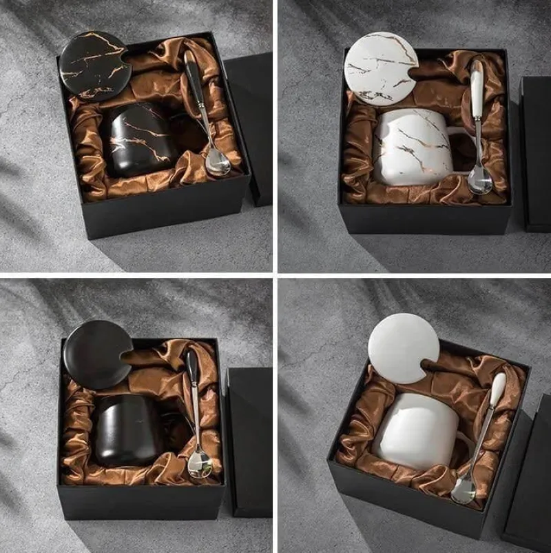 The Cozy Mug Küche & Esszimmer-Marmor-Kaffeetassen-Set – Elegante Keramiktassen-Kollektion