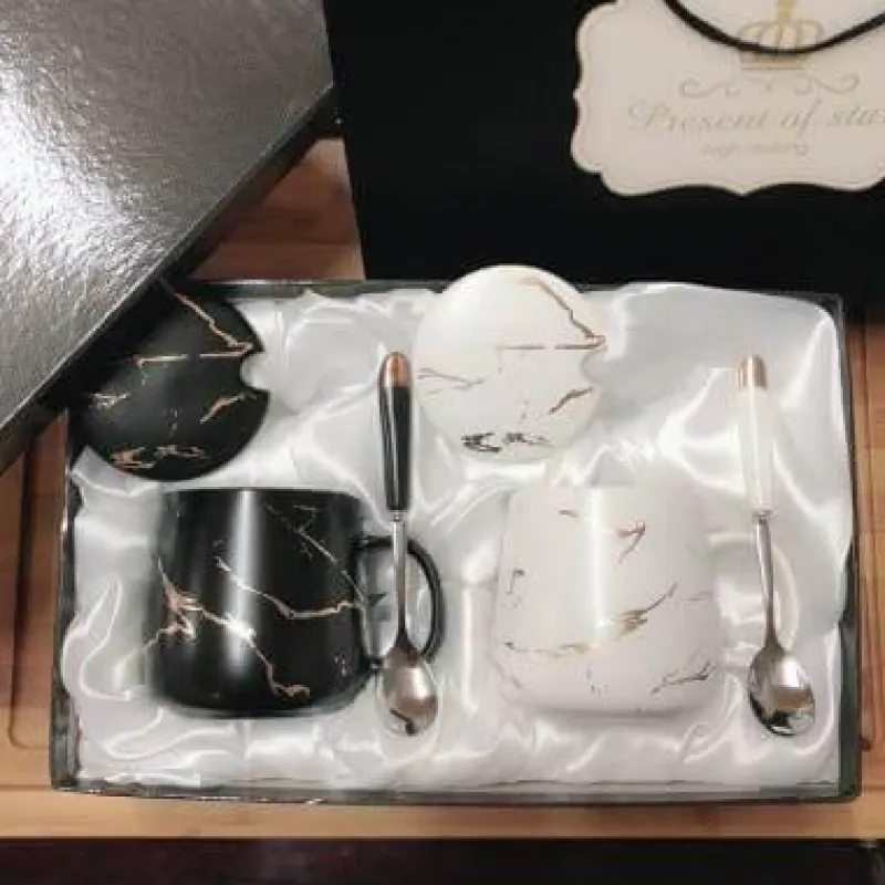 The Cozy Mug Küche & Esszimmer-Marmor-Kaffeetassen-Set – Elegante Keramiktassen-Kollektion