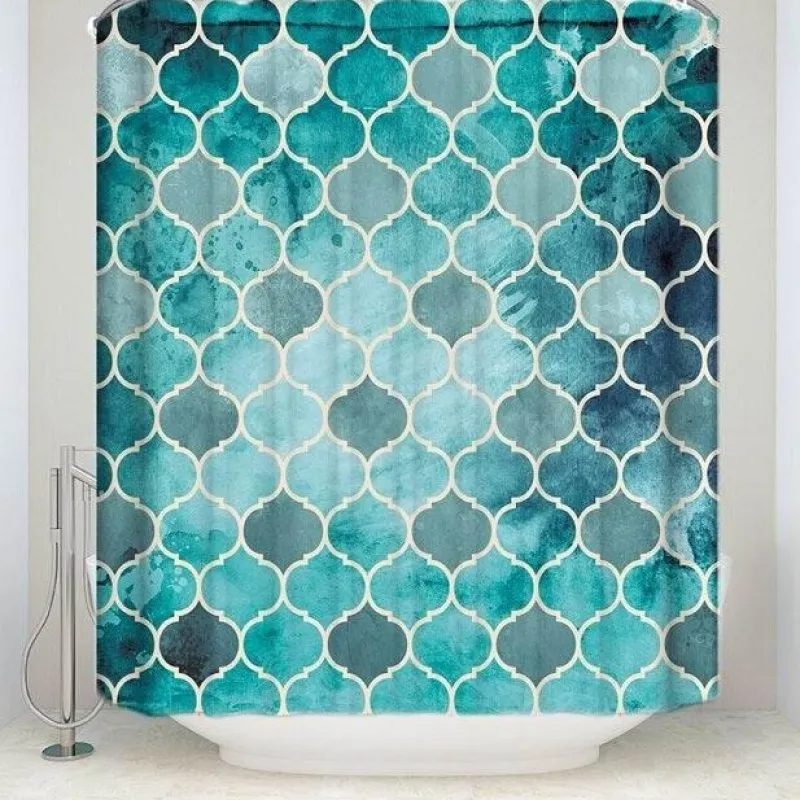 Aqua Essence Badezimmer-Marokkanischer Palast Duschvorhang - Schickes Badezimmerdekor