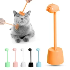 TailTrend Haustierspielzeug-Massagebürste zur Katzenpflege – Interaktives Haustierspielzeug mit Ständer