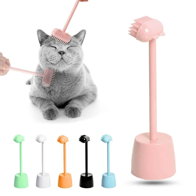 TailTrend Haustierspielzeug-Massagebürste zur Katzenpflege – Interaktives Haustierspielzeug mit Ständer