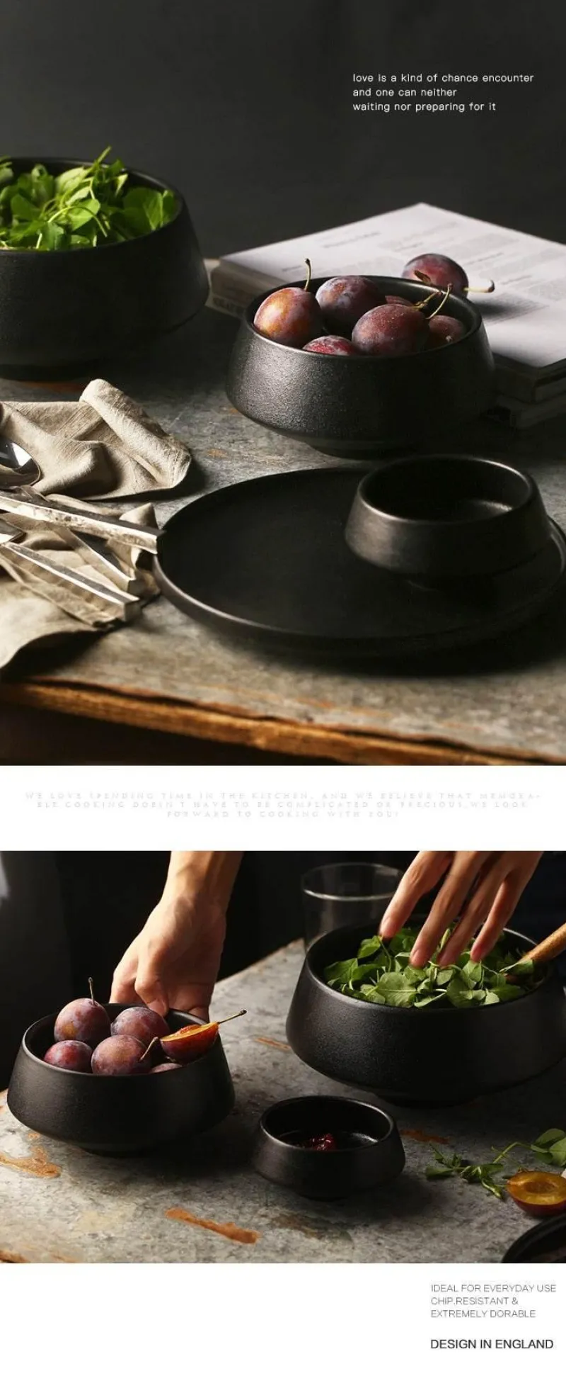 The Culinary Kit Küche & Esszimmer-Mattschwarze Snackschale – Modernes, elegantes Serviergericht