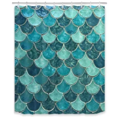 Aqua Essence Badezimmer-Meerjungfrau-Duschvorhang – Badezimmerdekor mit Meeresmotiven