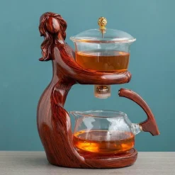 The Decor Haven Küche & Esszimmer-Meerjungfrau-Teekanne – Traumhaftes Teeservice aus Holz