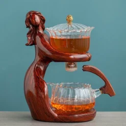 The Decor Haven Küche & Esszimmer-Meerjungfrau-Teekanne – Traumhaftes Teeservice aus Holz