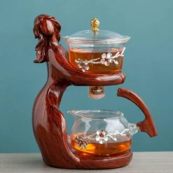 The Decor Haven Küche & Esszimmer-Meerjungfrau-Teekanne – Traumhaftes Teeservice aus Holz