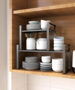 The Decor Haven Küche & Esszimmer-Mehrschichtiger Geschirr-Organizer – Aufbewahrungslösung für die Küchenarbeitsplatte