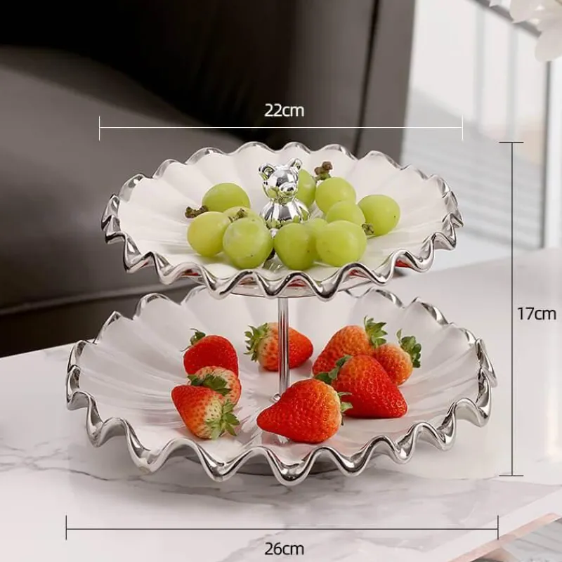 Elegance at the Table Küche & Esszimmer-Mehrschichtiger Tortenständer – Elegante Dessertpräsentation mit Wasserwellen
