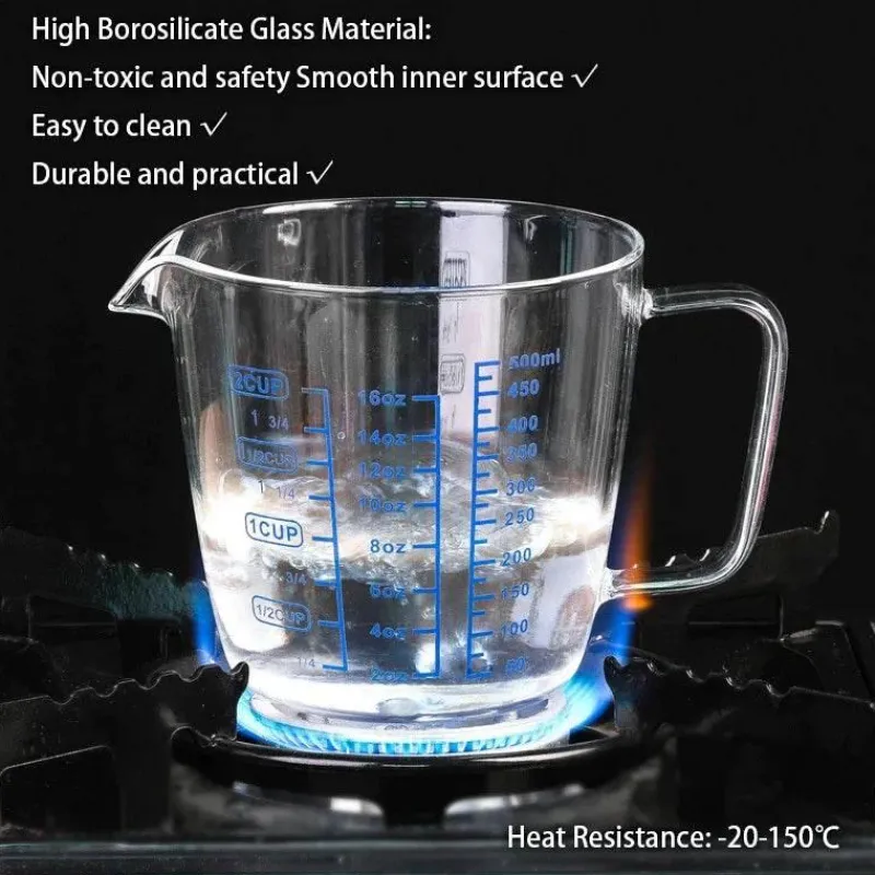 Feast u0026 Flair Küche & Esszimmer-Messbecher aus Glas – Hitzebeständiger Krug für präzises Ausgießen