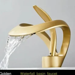 The Culinary Kit Küche & Esszimmer-Messing-Wasserfall-Wasserhahn - Moderne Badezimmer-Küchenarmatur