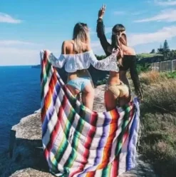 Warm Embrace Bettzeug-Mexikanische gewebte Quastendecke - Buntes Sofa-Überwurf-Tischdecken-Dekor