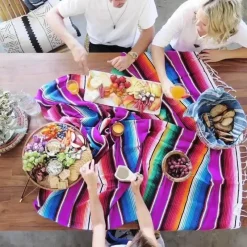 Warm Embrace Bettzeug-Mexikanische gewebte Quastendecke - Buntes Sofa-Überwurf-Tischdecken-Dekor