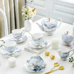 The Cozy Mug Küche & Esszimmer-Michelozzo Kaffeeset - Edles Kaffeeservice mit Tassen und Untertassen