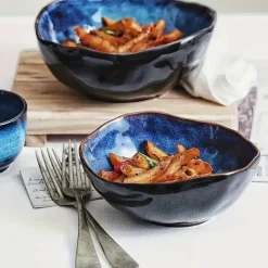Feast Essentials Küche & Esszimmer-Midnight Ceramic Deep Bowl - Elegantes Geschirr zum Servieren