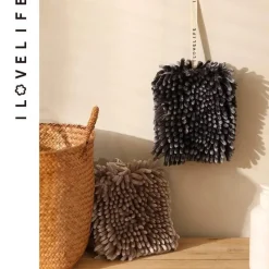 Tom Küche & Esszimmer-Mikrofaser-Chenille-Handtuch – weiches, saugfähiges, schnell trocknendes Handtuch mit Schlaufen