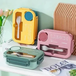 Tom Küche & Esszimmer-Mikrowellengeeignetes Bento-Lunchbox-Set mit Besteck für Kinder – 1300 ml Fassungsvermögen