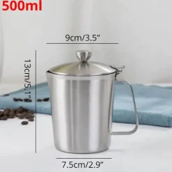 Tom Küche & Esszimmer-Milchaufschäumkrug aus Edelstahl mit Deckel - Messbecher