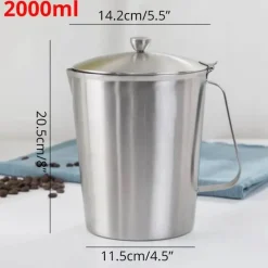 Tom Küche & Esszimmer-Milchaufschäumkrug aus Edelstahl mit Deckel - Messbecher