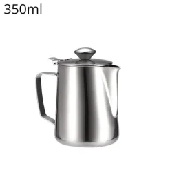 Tom Küche & Esszimmer-Milchaufschäumkrug mit Deckel – Barista-Werkzeug aus Edelstahl für Latte Cappuccino