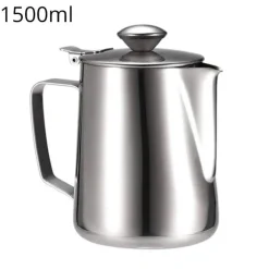 Tom Küche & Esszimmer-Milchaufschäumkrug mit Deckel – Barista-Werkzeug aus Edelstahl für Latte Cappuccino