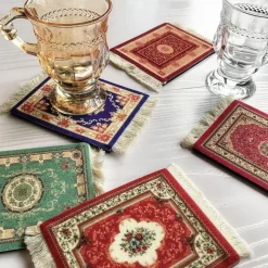 The Decor Haven Wohndeko|Küche & Esszimmer-Mini Türkischer Teppich Untersetzer - Dekorative Tassenmatte