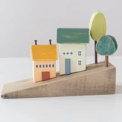 The Gilded Nest Babyspielzeug-Miniatur-Dorf-Dekor – nordischer Akzent aus Holz für das hügelige Zuhause