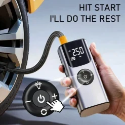 Wild u0026 Free Gear Autozubehör|Automobilindustrie-Mini-Autoreifenpumpe mit kabelloser Funktion – tragbarer Luftkompressor