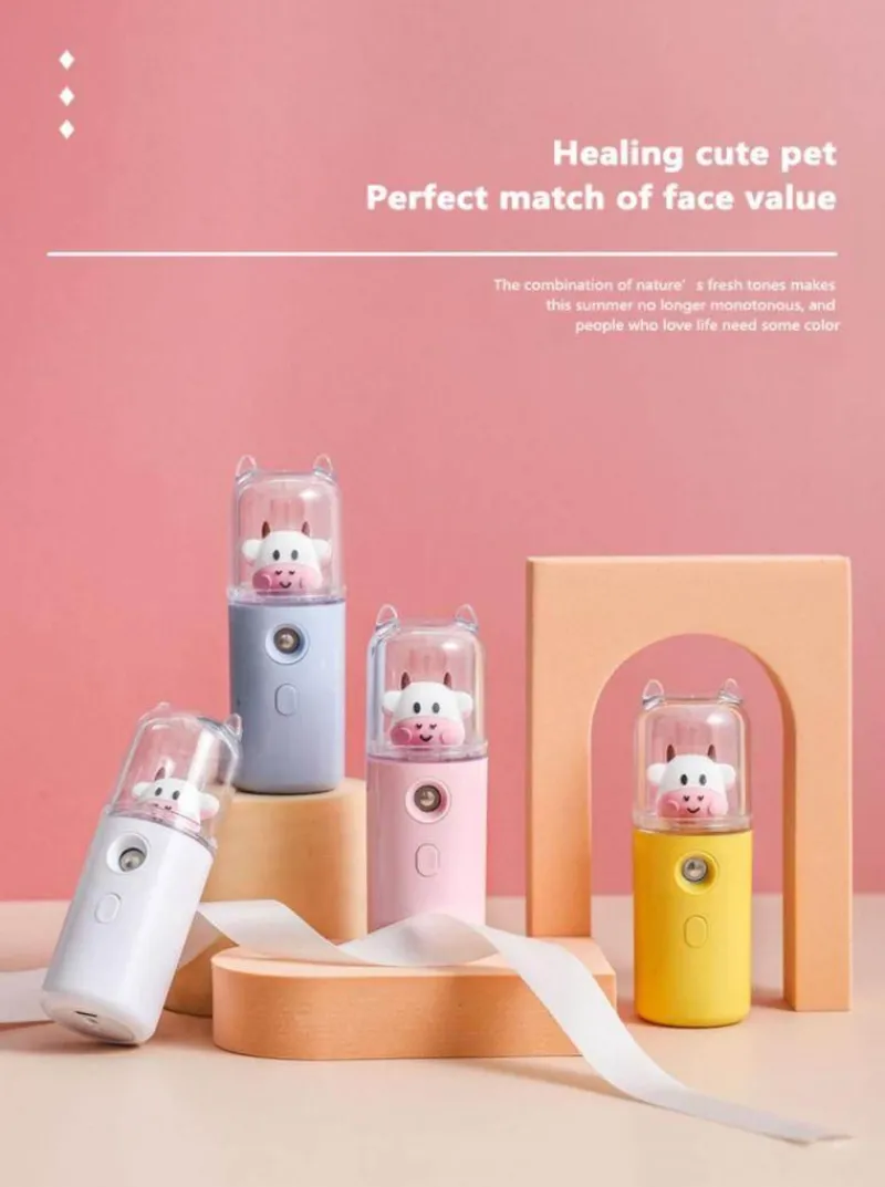 Comfort u0026 Style Frauenpflege|Körperpflege-Mini-Gesichtsdampfer mit Cartoon-Tiermotiv – wiederaufladbarer USB-Luftbefeuchter