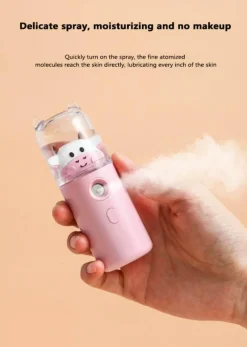 Comfort u0026 Style Frauenpflege|Körperpflege-Mini-Gesichtsdampfer mit Cartoon-Tiermotiv – wiederaufladbarer USB-Luftbefeuchter