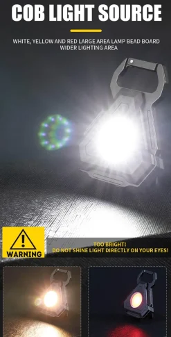 Roam Ready Heimwerkzeuge|Outdoor & Garten-Mini-LED-Schlüsselanhänger-Taschenlampe, Flaschenöffner – kompaktes Multifunktionswerkzeug