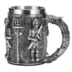 Feast u0026 Flair Küche & Esszimmer-Mittelalterlicher Bierkrug – Edelstahl-Kriegerkrug für die Kneipendekoration
