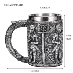 Feast u0026 Flair Küche & Esszimmer-Mittelalterlicher Bierkrug – Edelstahl-Kriegerkrug für die Kneipendekoration