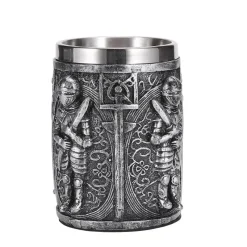 Feast u0026 Flair Küche & Esszimmer-Mittelalterlicher Bierkrug – Edelstahl-Kriegerkrug für die Kneipendekoration